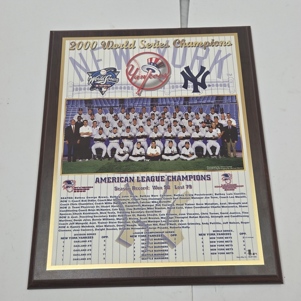 2000 NY Yankees World Series Champions Team Photo Plaque D.Jeter Subway series